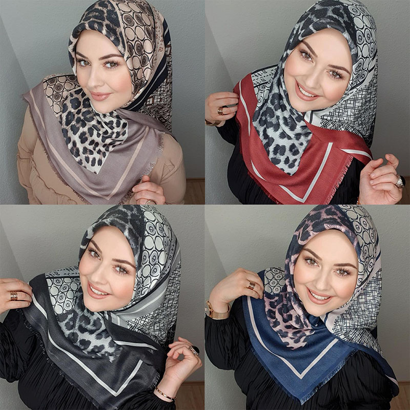 Abaya-Turban Instantané en Satin pour Femme Musulmane, Hijab Carré Imprimé, Écharpe Luxueuse, Robe Islamique en Jersey
