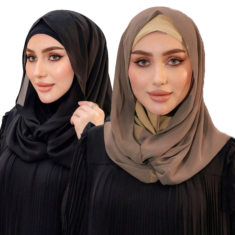 Hijab en mousseline prêt-à-porter, foulard instantané, sous-bonnet musulman, écharpe confortable couvrant le cou, turban léger