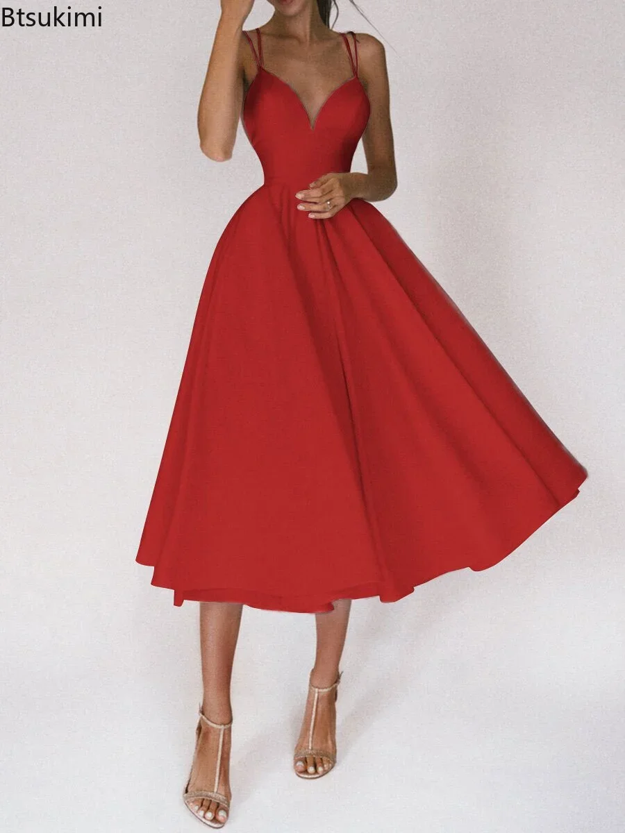 Nouveau 2026 Élégant Invité De Mariage Longues Robes De Soirée pour Les Femmes D'été Sexy Slip Dos Nu Robe De Bal Midi Robes Tenue Décontractée Robe