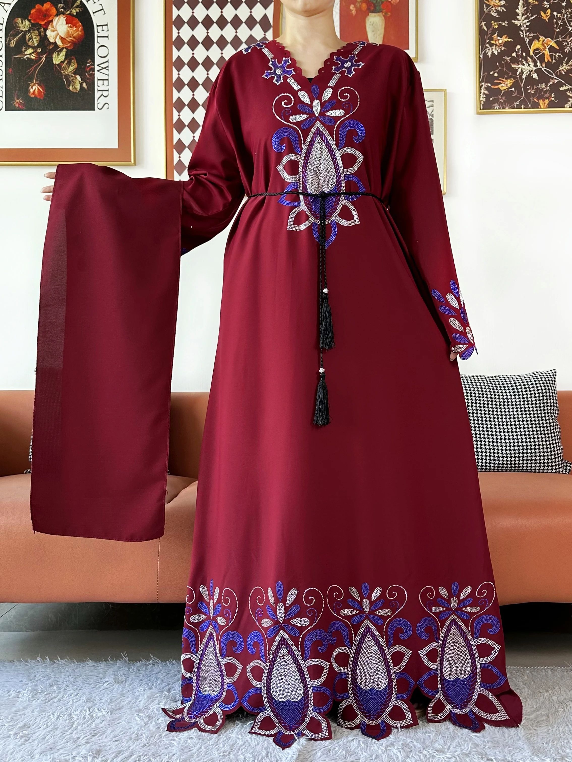 Nouveau 2025 fête musulmane femmes Abaya en mousseline de soie diamant à manches longues vêtements de sport africain Abaya femmes Robe dubaï turquie Robe islamique
