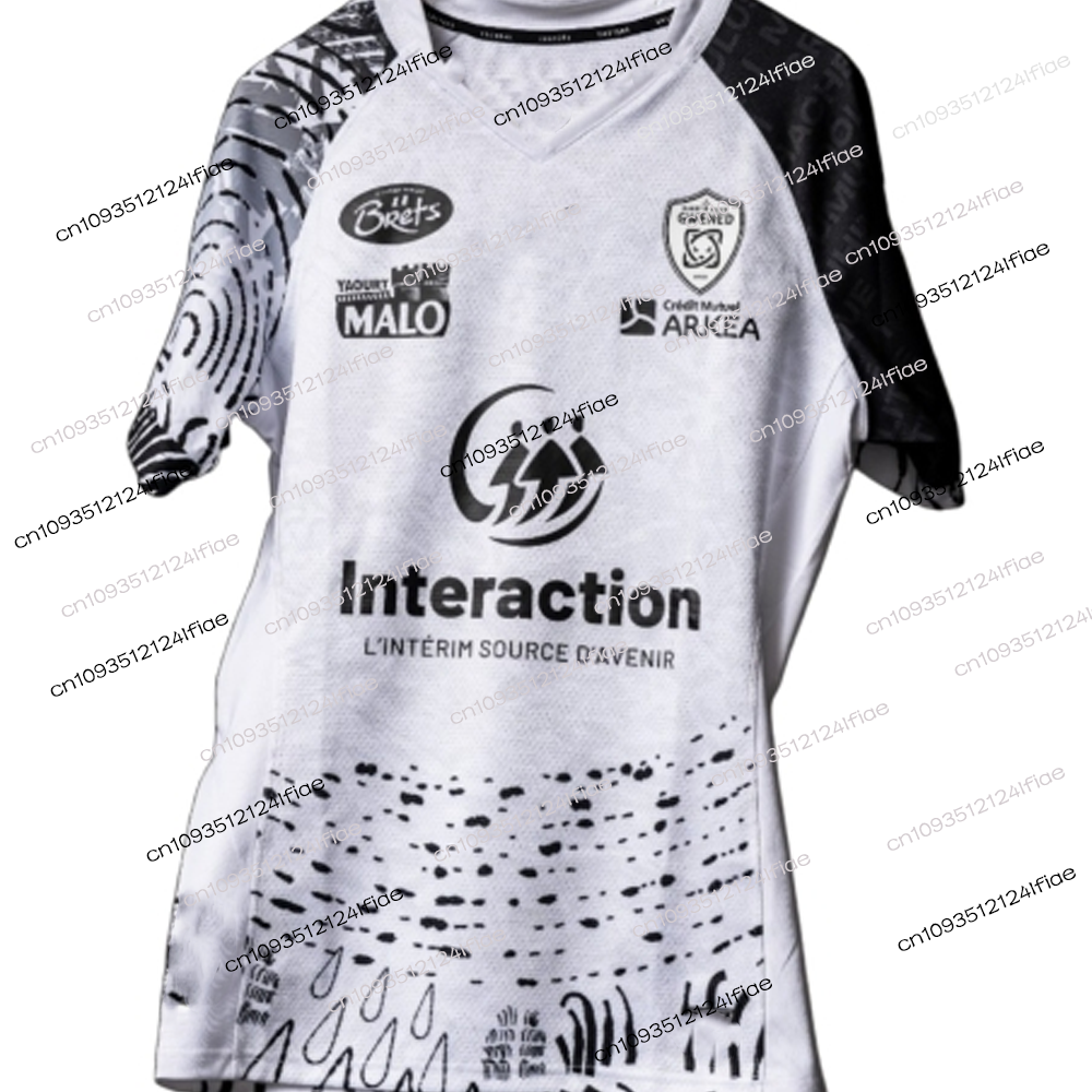 Nouveau T-shirt de sport à manches courtes et col en V pour homme 2025/26, séchage rapide et respirant, maillot de rugby R-RC domicile et extérieur Vane Sports