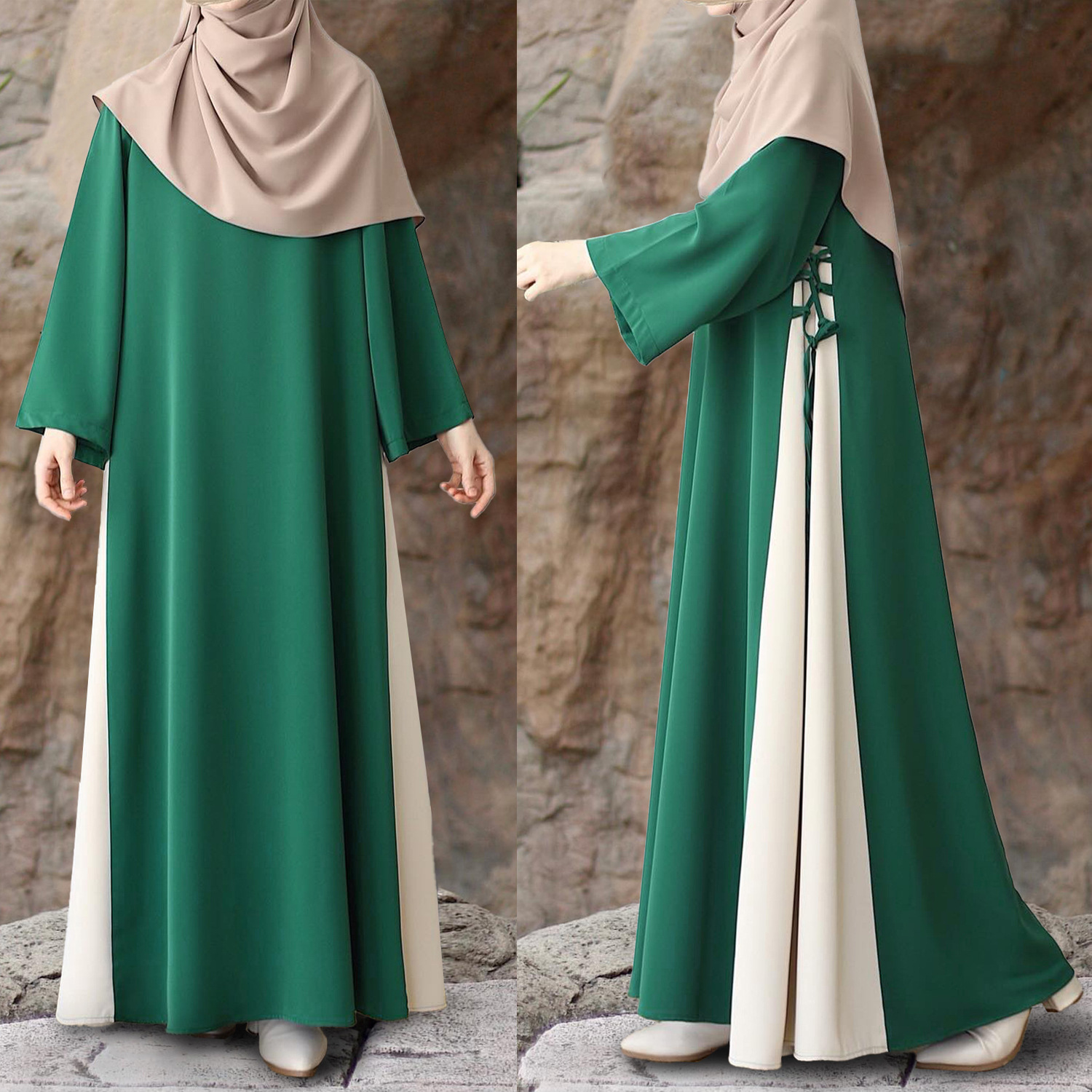 Robe Longue Modeste pour Femme Musulmane, Patchwork de Proximité, Wstring Arabe, Jalabiya Éducatif, Dubaï, Abayas Saoudiennes, Maroc, Eid Ramadan