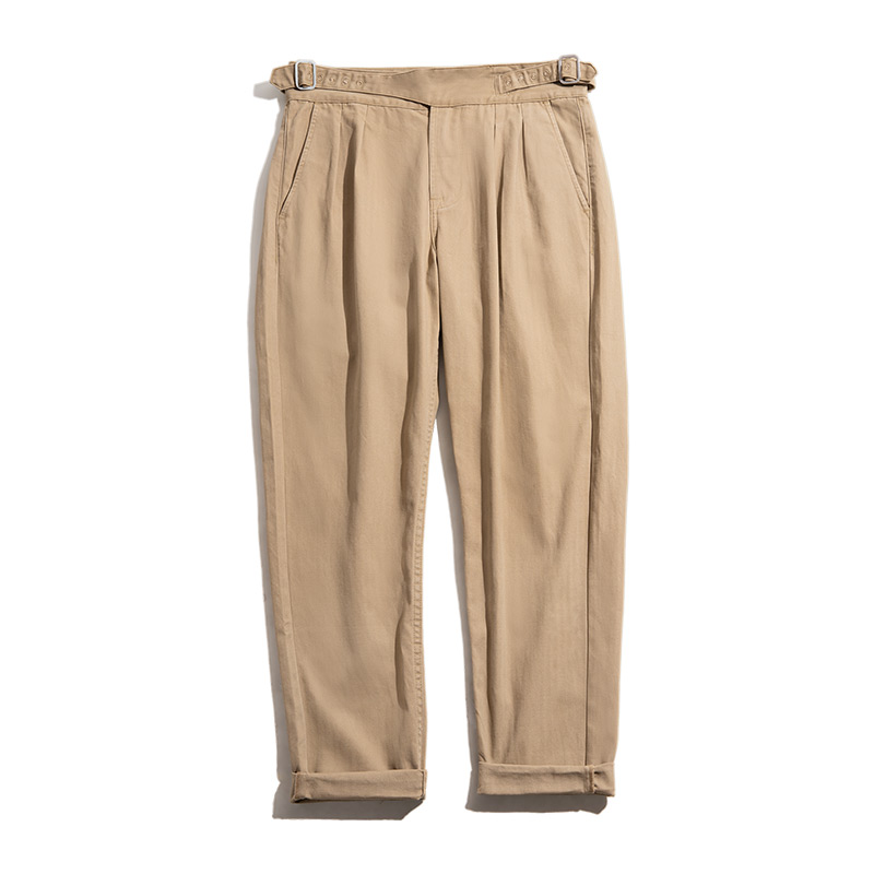 Maden Vintage kaki Gurkha pantalon réglable taille haute décontractée Cargo pantalon de travail classique pantalon droit hommes printemps et automne