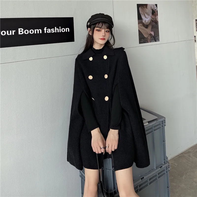 Automne hiver grande taille femmes Manteau laine tissu Cape pardessus ample Femme haute qualité 2025 Manteau Femme Hiver surdimensionné