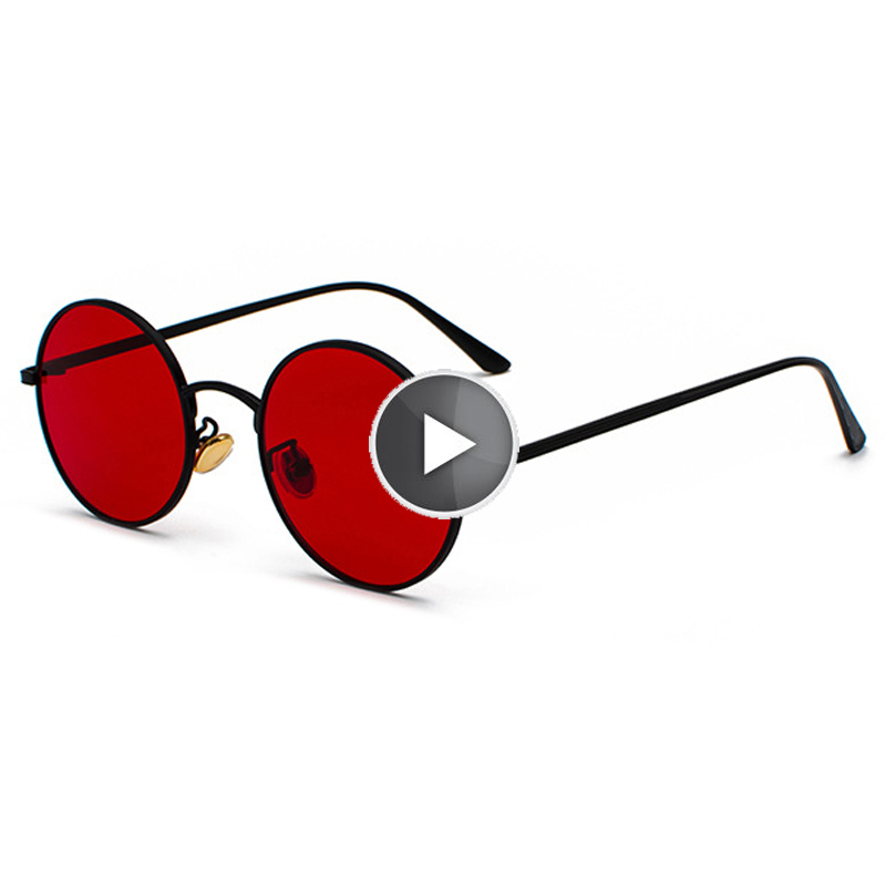 Peekaboo – lunettes de soleil rondes en métal doré pour hommes et femmes, style rétro, verres rouges, unisexe, jaune, rose, noir, été 2018