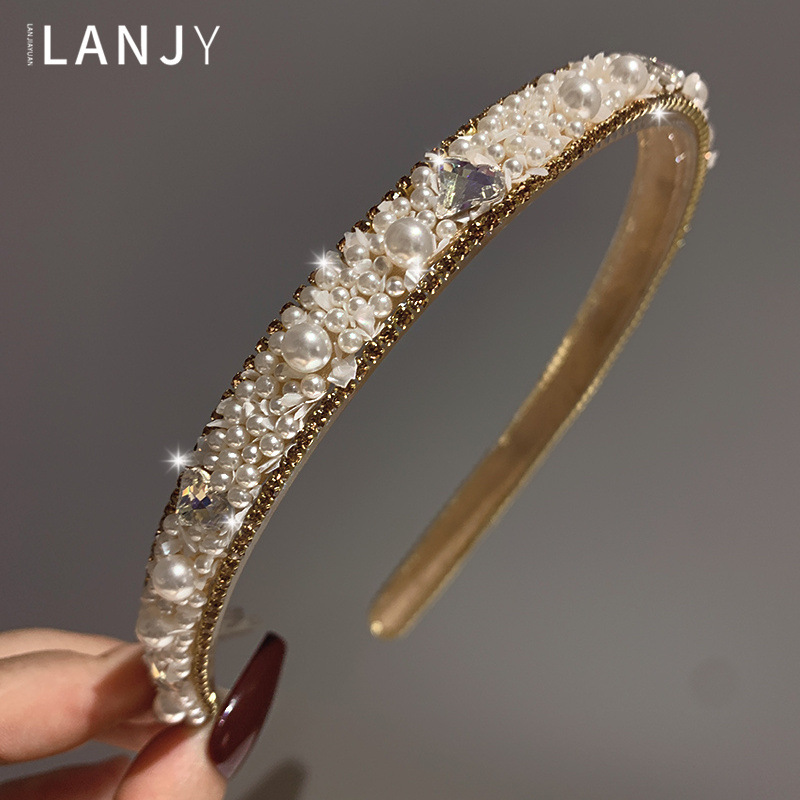 Bandeau pour femmes, accessoires de cheveux, design mince avec équipement et épingle à cheveux antidérapante, bandeau d'été en perles de strass