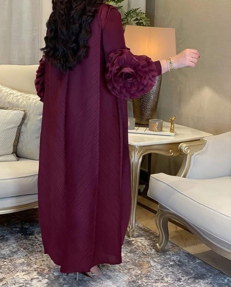 Femmes élégantes robes de soirée 2025 été nouvelle couleur unie classique à manches longues plaque fleur conception robes de bal femme