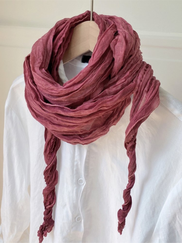 Écharpe fine pour femmes, décoration, automne printemps, coton, lin, couleur unie, teinture par nouage, pliable, couleur unie, longue écharpe à la mode, 2022