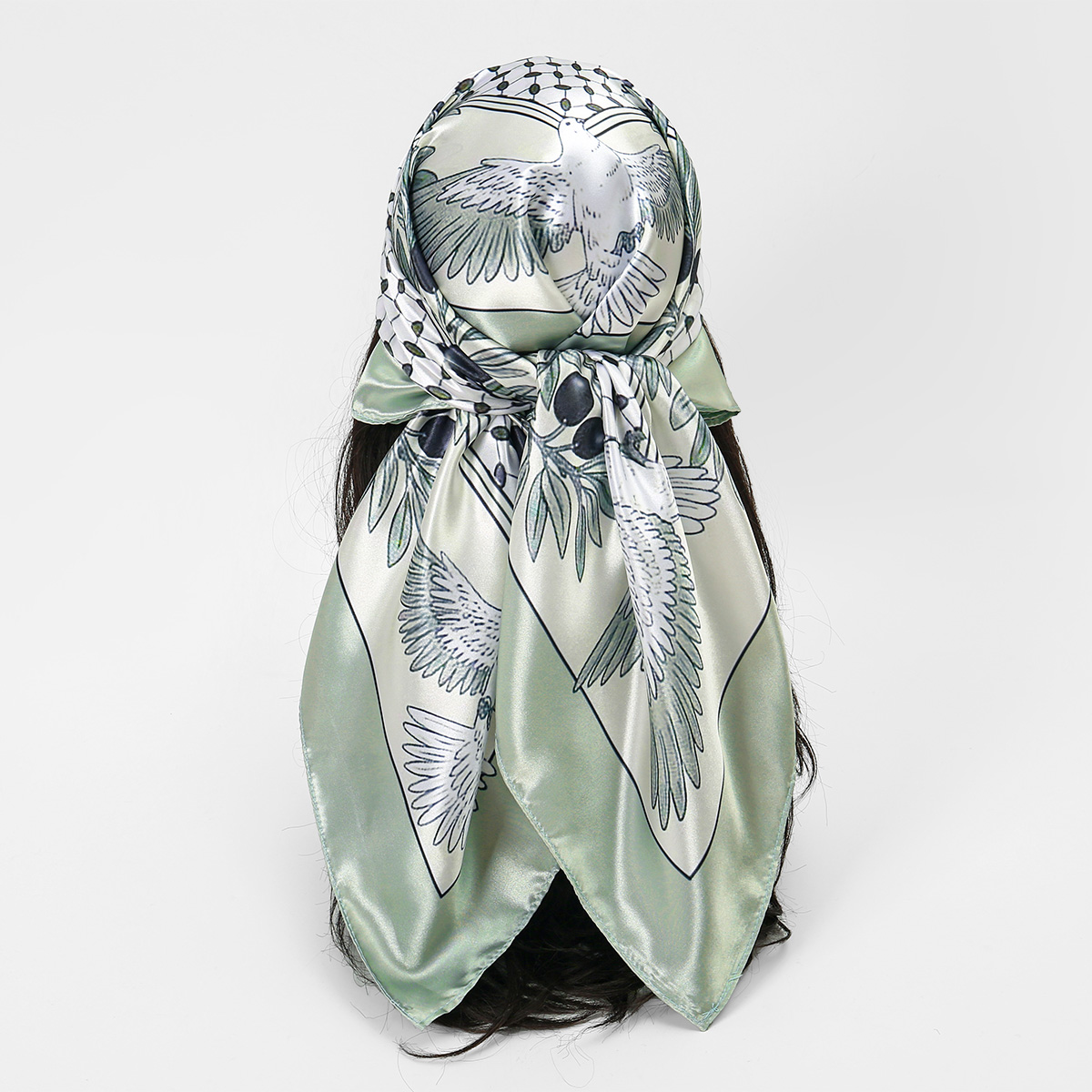 Foulard carré en satin de soie tendance pour femme, imprimé floral, châle, hijab, bandeau, écharpe, bandana, 90*90cm