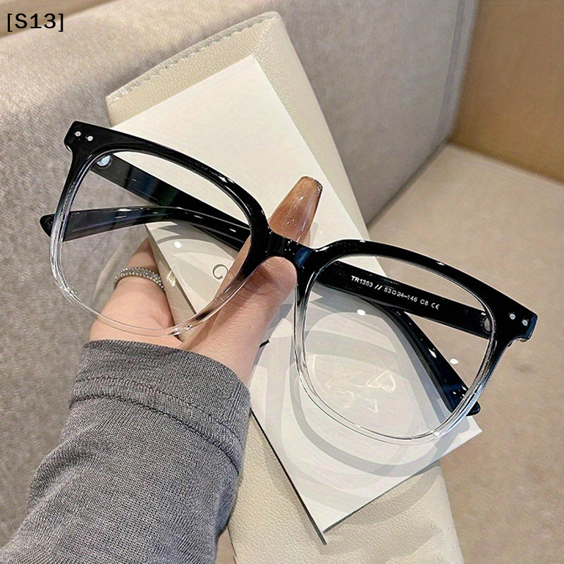 Lunettes de mode universelles à monture carrée, style campus tendance, monture noire transparente[Q]Q@