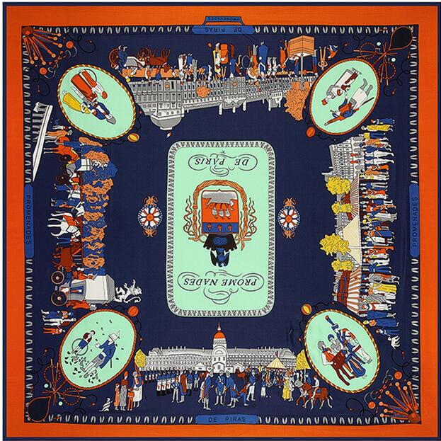 Foulard sergé pour femmes, écharpes WPanama ing In Paris Design, grand bandana, foulard, hijab féminin, foulards, 130cm