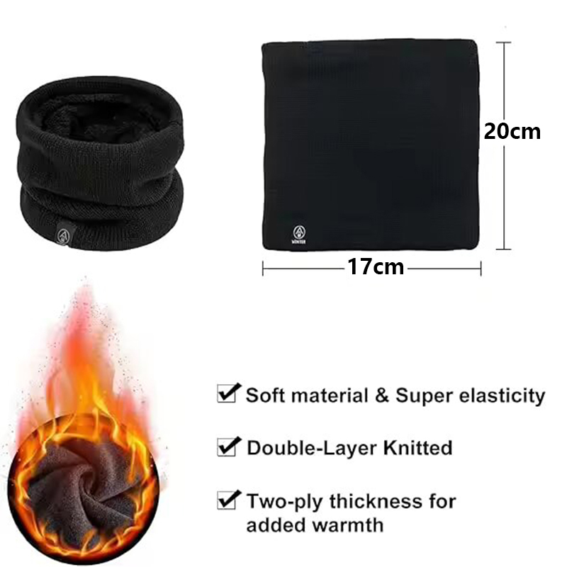 Écharpe de cou tricotée chaude d'hiver pour femmes et hommes, masque complet en peluche, écharpe en cachemire unie pour l'extérieur, écharpe épaisse, bufanda, muffler.