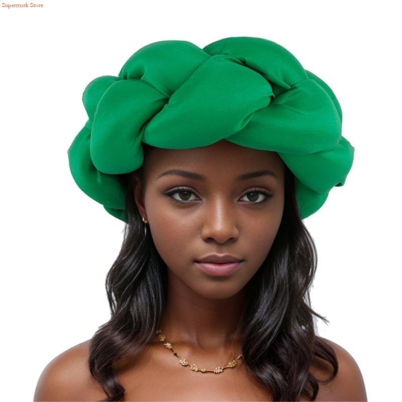 Q5WE – bandeau tressé africain, grand bandeau, casquettes Turban Nigeria, accessoire coiffure