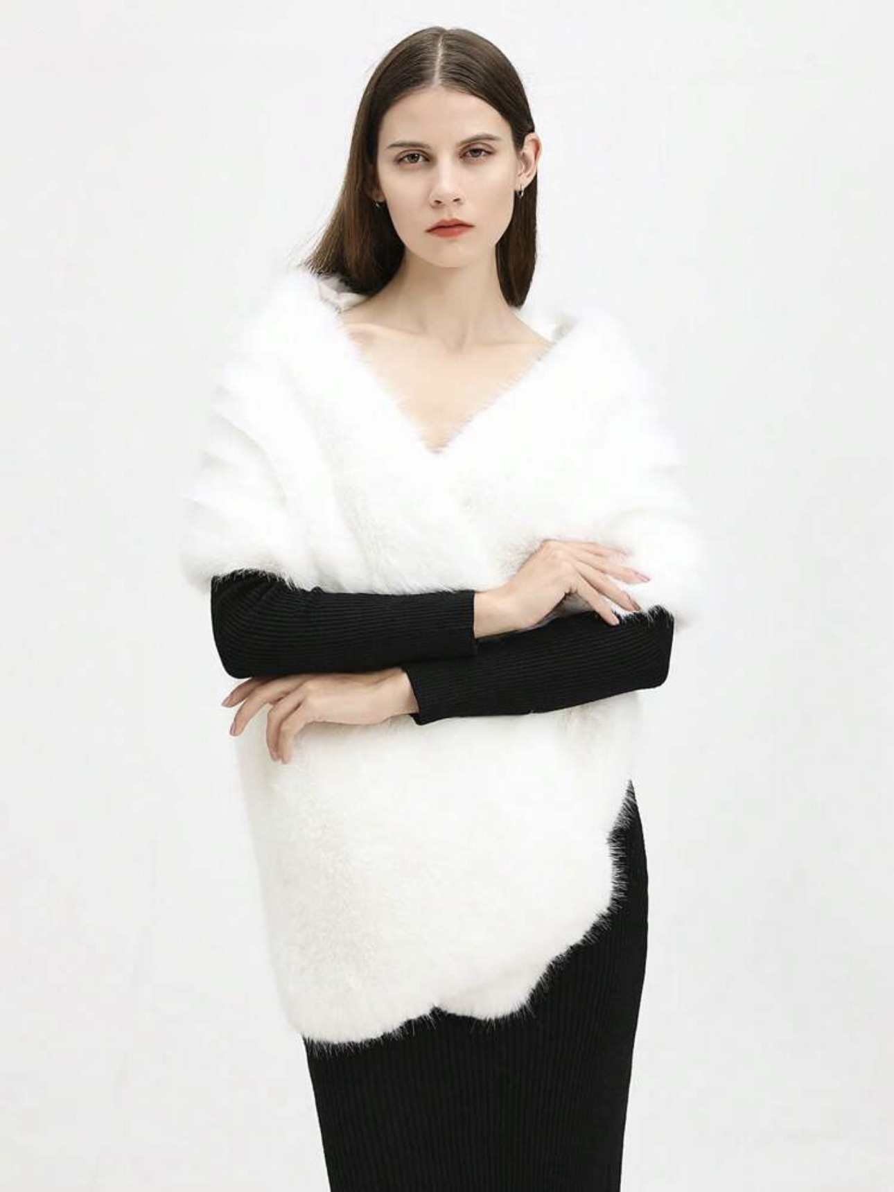 Étole extra longue en fausse fourrure de renard, châle en peluche épaisse pour femmes, robe de soirée d'hiver, enveloppe de luxe