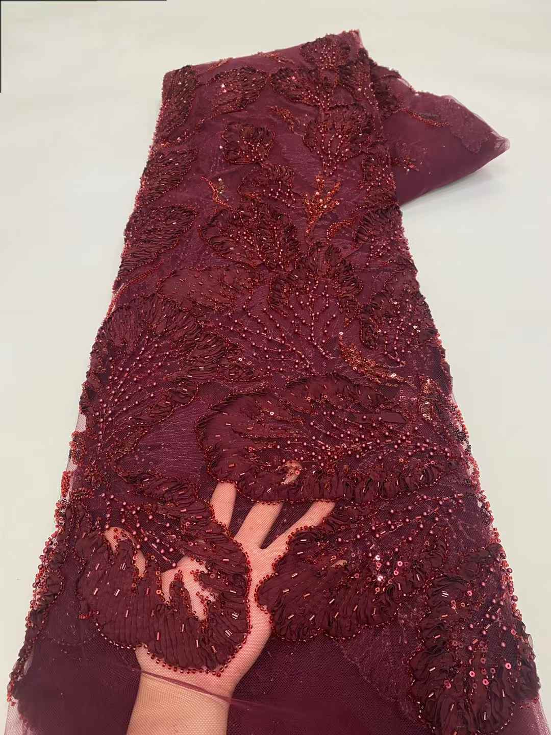 Tissu africain français en dentelle de Tulle de luxe, tissu nigérian en dentelle perlée à paillettes de haute qualité pour la couture de robes de mariée, 2025