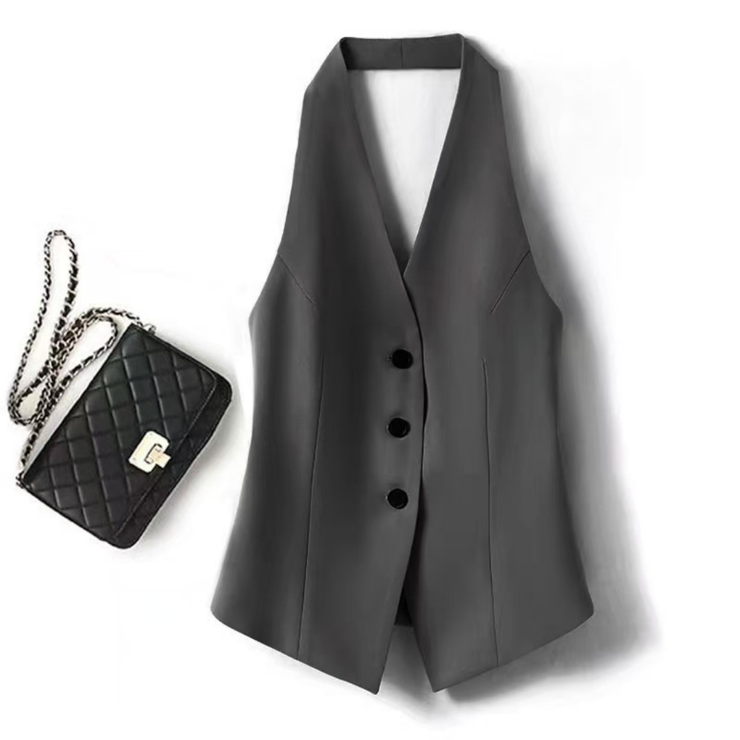 Gilet de mode pour femme, décontracté, sans manches, streetwear, élégant, coupe ajustée, gilet de costume, couleur unie, tendance, débardeur de bureau pour femme