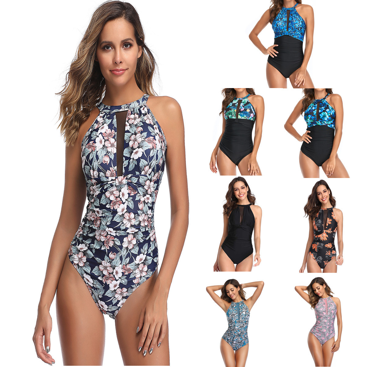 Maillot de bain en dentelle et maille plissée pour femmes, grande taille, style conservateur, européen et américain, une pièce, style explosion, grande taille