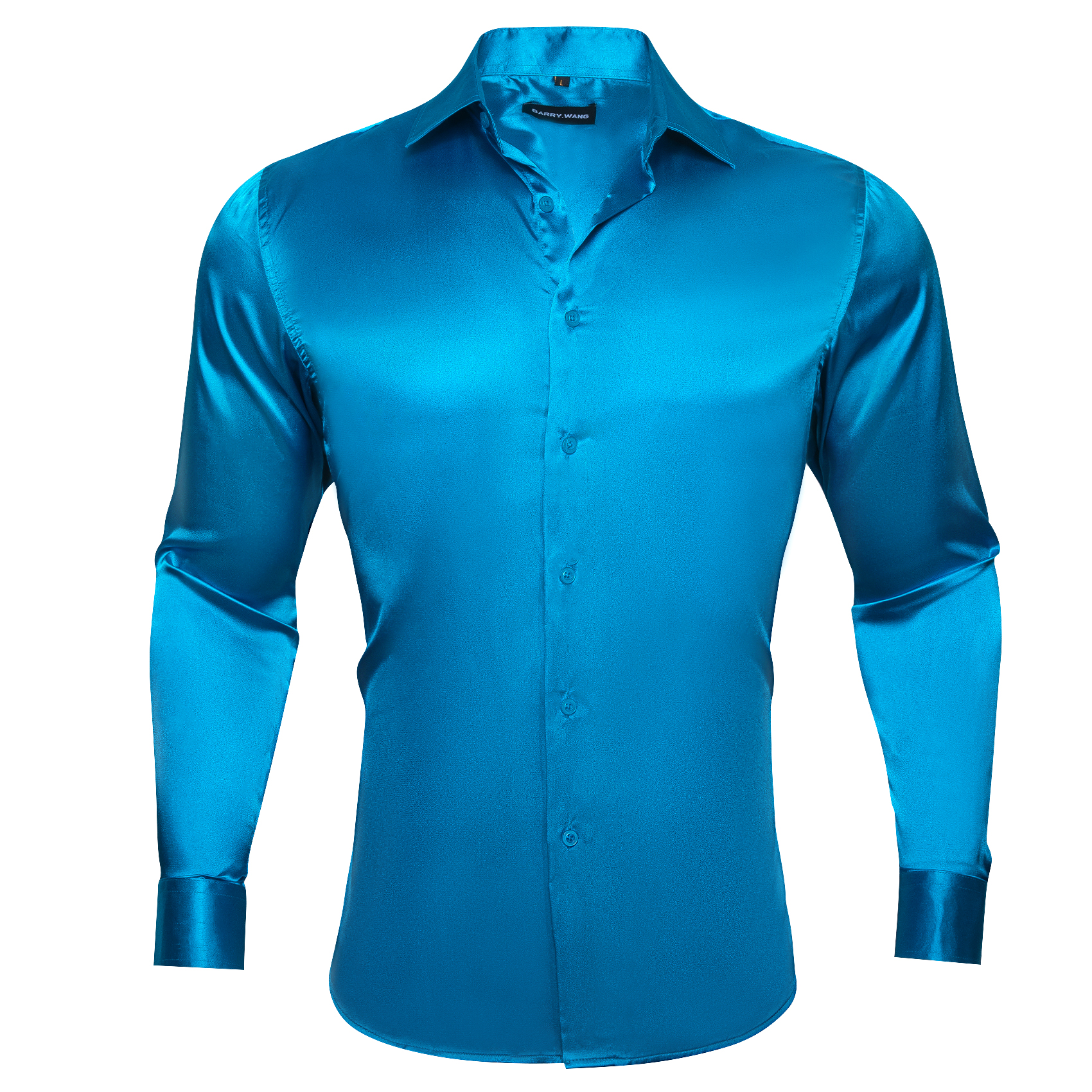 Chemises en soie à manches longues pour homme, vêtement de luxe, couleur unie, vert, bleu, rouge, sarcelle, argent, or, rose, noir, Orange, printemps, automne