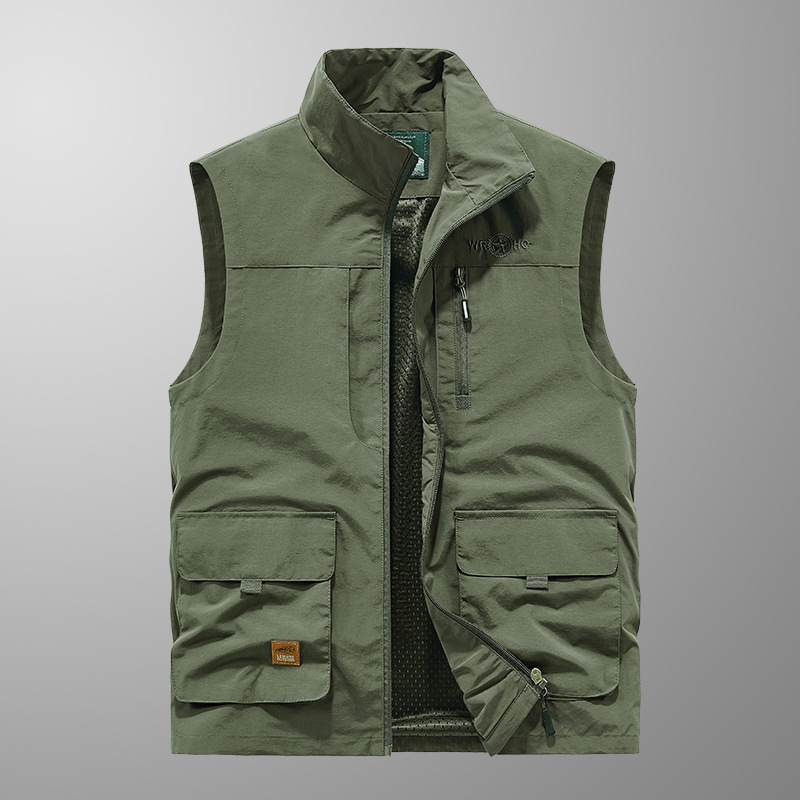 Gilets fins en maille pour hommes, vestes d'escalade sans manches, multi-poches, photographie de pêche, gilets respirants 6