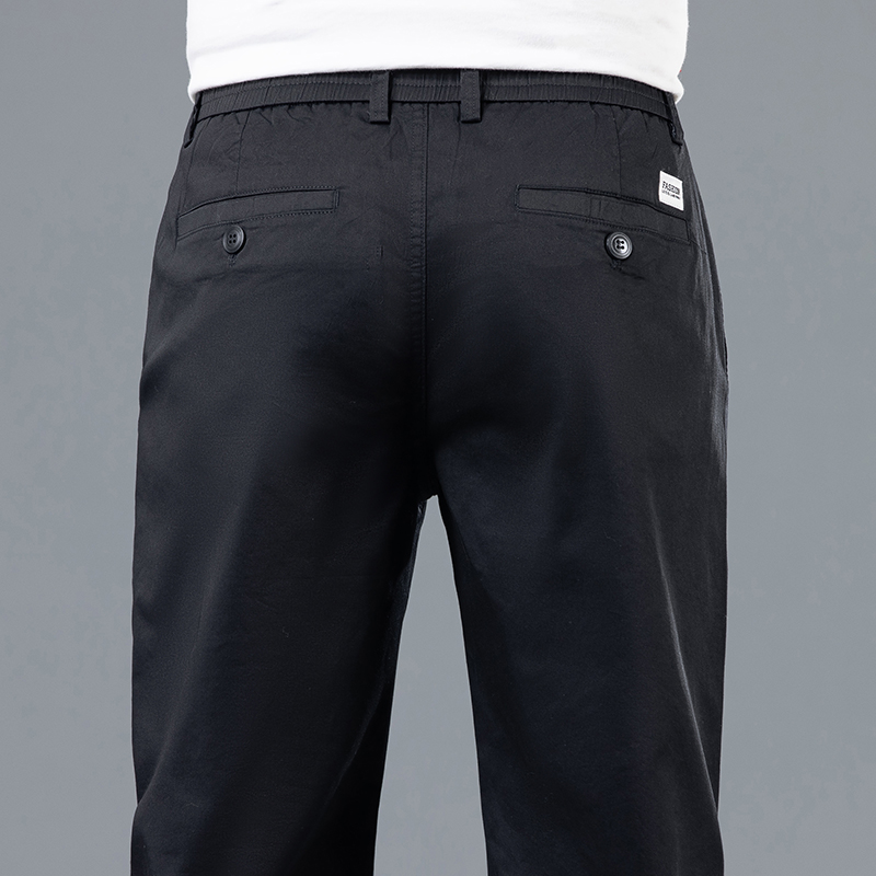 Nouvelle Collection Été 2026 – Pantalon Homme Droit en Coton Extensible Léger avec Patchs Classiques – Coupe Décontractée Chic Taille Mi-Haute – Tissu Fin
