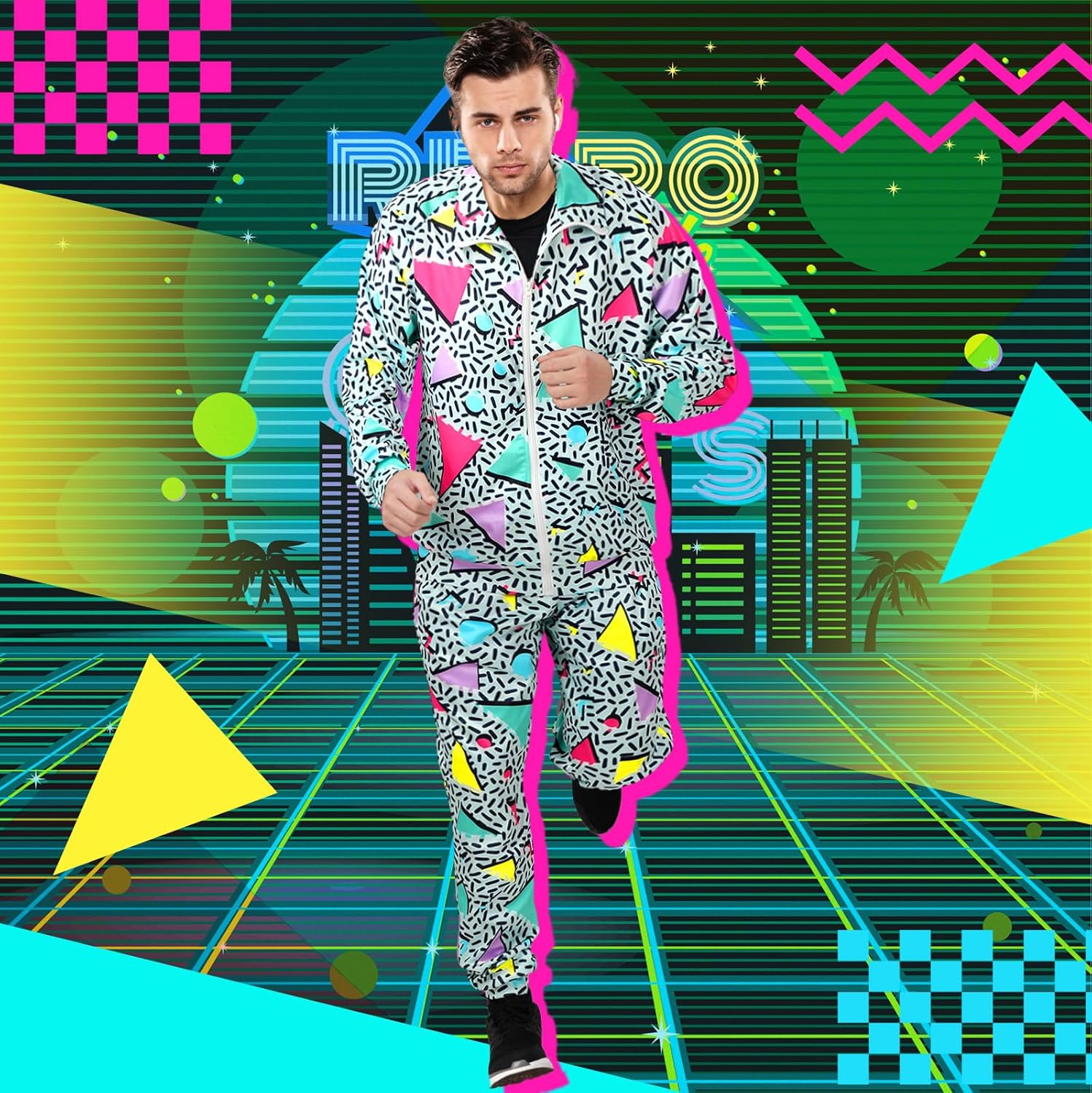 Mepase-Survêtement à Manches sulfpour Homme, Tenue Rétro des Années 80 et 90, avec Bande Latérale, Streetwear Sportif, Décontracté, pour Jogging