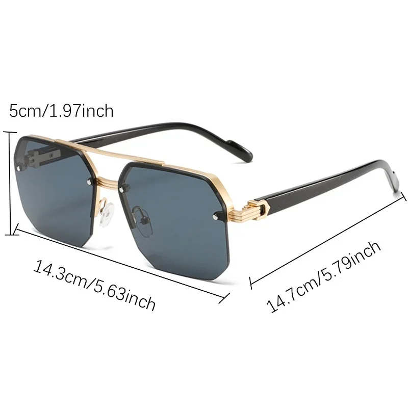 Lunettes de soleil semi-cerclées Fashion Square pour hommes, style vintage, dégradé, décontractées, design de marque de luxe, pour l'extérieur.