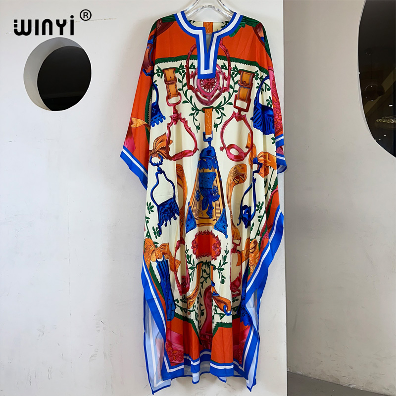 WINYI haute qualité robes musulmanes pour femme robe maxi imprimé fleuri caftan abaya dubaï luxe été bohème robe de soirée