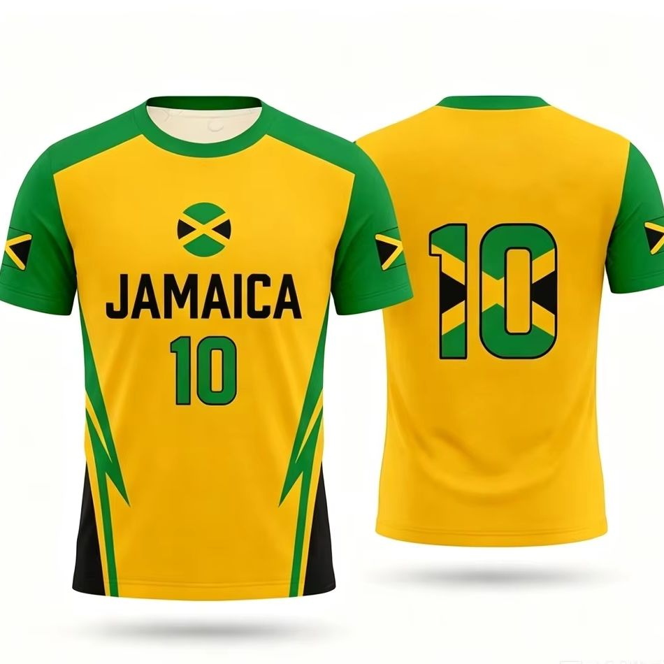 Maillot de football Jamaïque pour femme, T-shirt décontracté et respirant à séchage rapide, style streetwear, manches courtes, été