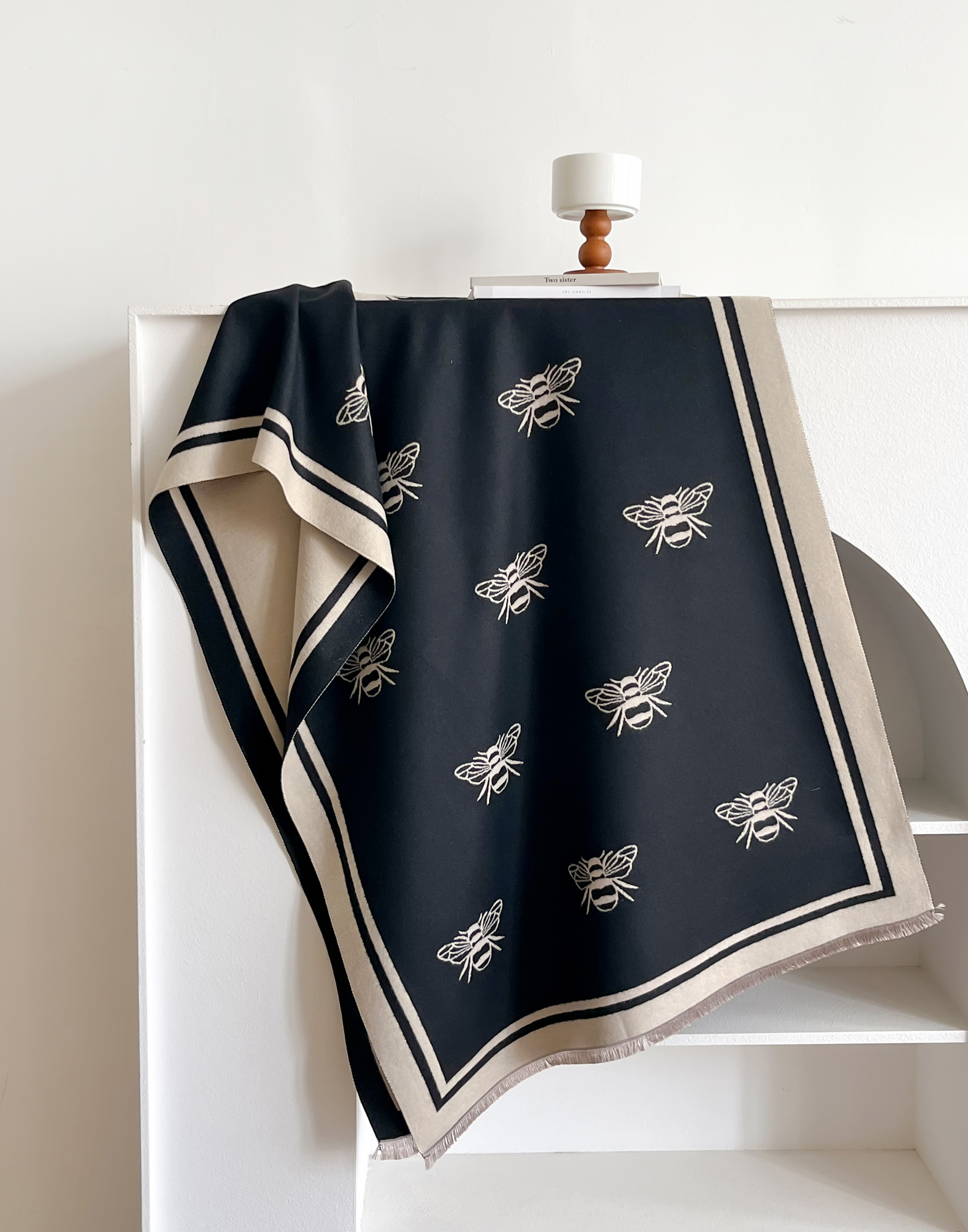 Écharpes Pashmina en Cachemire pour Femme, Jacquard Animal, Couverture Abeille, Châles Doux, Frange Ronde, Marques Chaudes, Designer, Mode Hiver