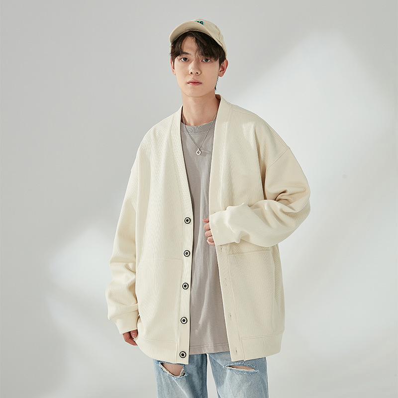 Grande taille L-9XL hommes Cardigan pull manteau coréen col en V à manches longues tricot pull porter décontracté ample mâle adolescent vêtements 50-190KG