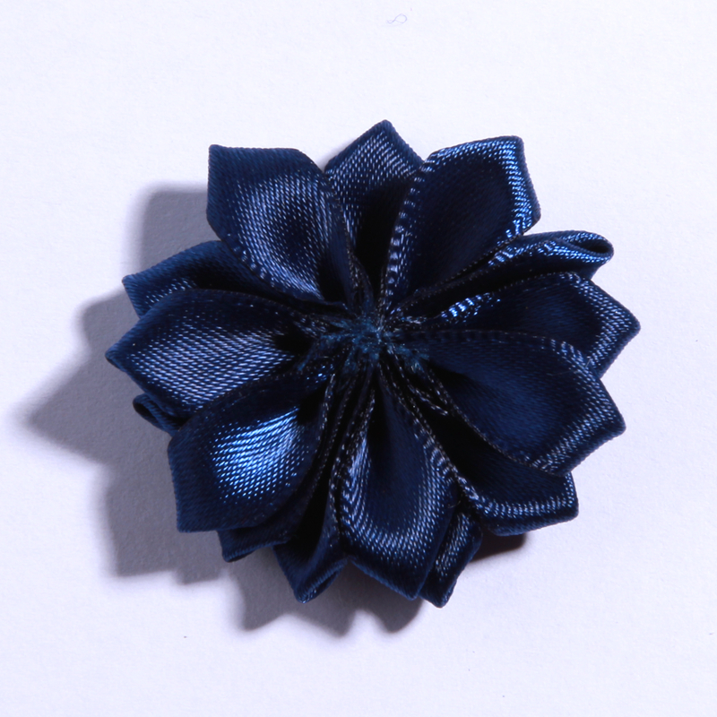 Ruban en satin mini 4 cm, fleur unie pour accessoires de cheveux, fleurs en tissu de soie multicouches en forme d'étoile pour bandeau de fille