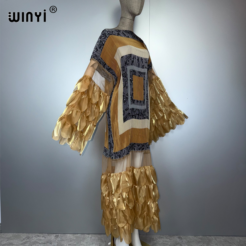 WINYI plissé élastique robe ample plage couvrir caftan abaya dubaï luxe robe de soirée mode robe de soirée abaya femme musulmane