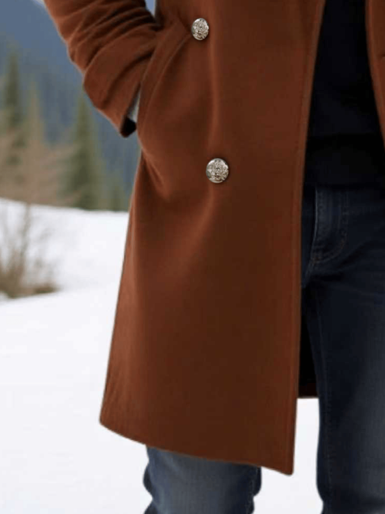 Manteau d'hiver solide pour hommes: veste à double boutonnage en tissu laine, doublure épaisse pour une chaleur ultime-nouvelle arrivée