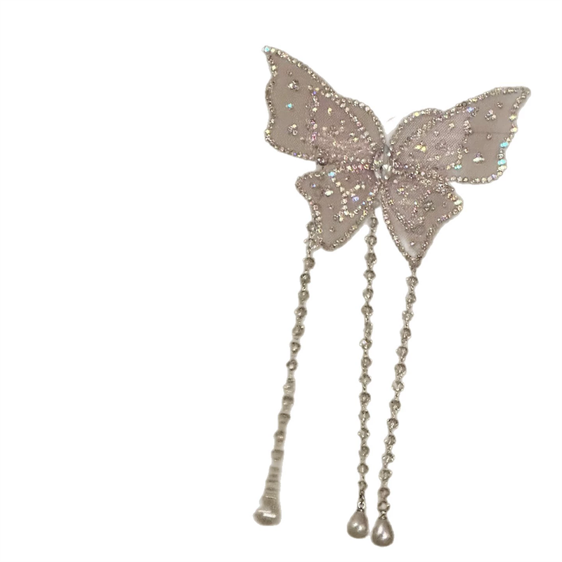 Nouvelle pince à cheveux papillon rose style chinois, accessoire de coiffure Hanfu pour femme, style ancien et élégant, pince latérale