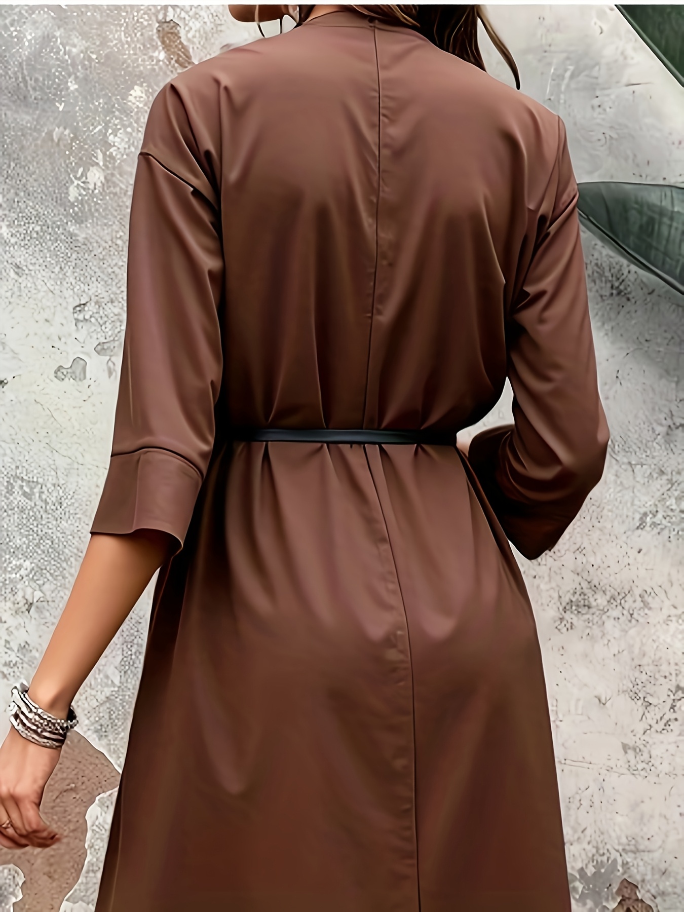 Robes longues élégantes, formelles et décontractées pour femmes (printemps/automne/été), avec une ceinture supplémentaire, en tissu non transparent