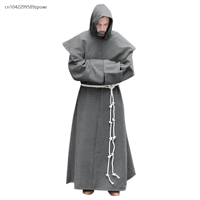 S-5XL Renaissance moine clergé épaule vêtements frère Costume religieux Saint Robe hommes prêtre capuche Halloween Cosplay Costume