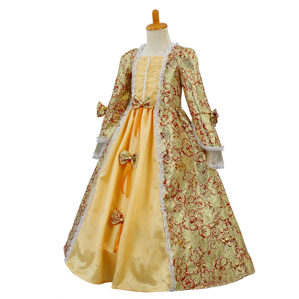 Robe victorienne rococo pour filles, brocart, motif Floral, robe de bal d'anniversaire, Costume de vacances historique