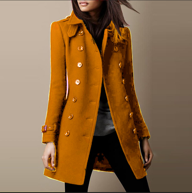 Femmes laine veste manteau automne hiver 2025 Vintage vêtements d'extérieur Double boutonnage col rabattu bureau dame laine pardessus