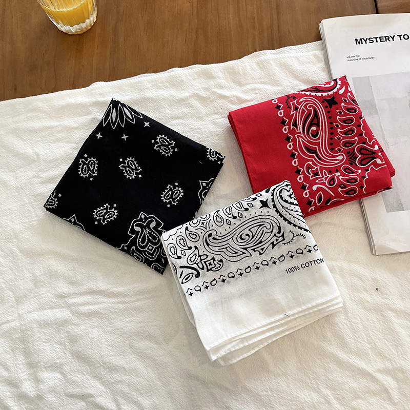 Nouveau Bandana en Coton Paisley Rétro Hip-Hop, Foulard Carré Unisexe, Accessoire de Mode Hip-Hop Street Dance, Foulard de Tête et Accessoire Cheveux/Cou