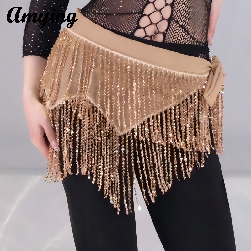 Chaîne de taille de danse orientale nouveau style, foulard de hanche à sequins et pompons, pour la pratique de la danse orientale, la danse jazz et les performances polyvalentes