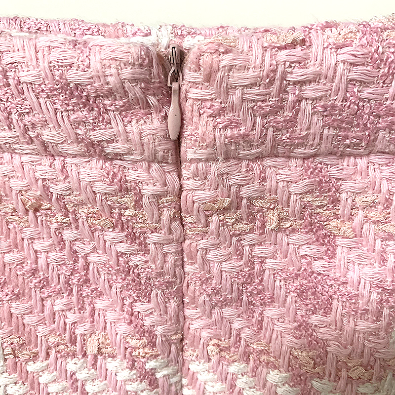 HIGH STREET Nouvelle Collection 2026 Jupe Rose de Créateur pour Femme, en Mélange de Laine Douce, à Carreaux Tissés et Tweed