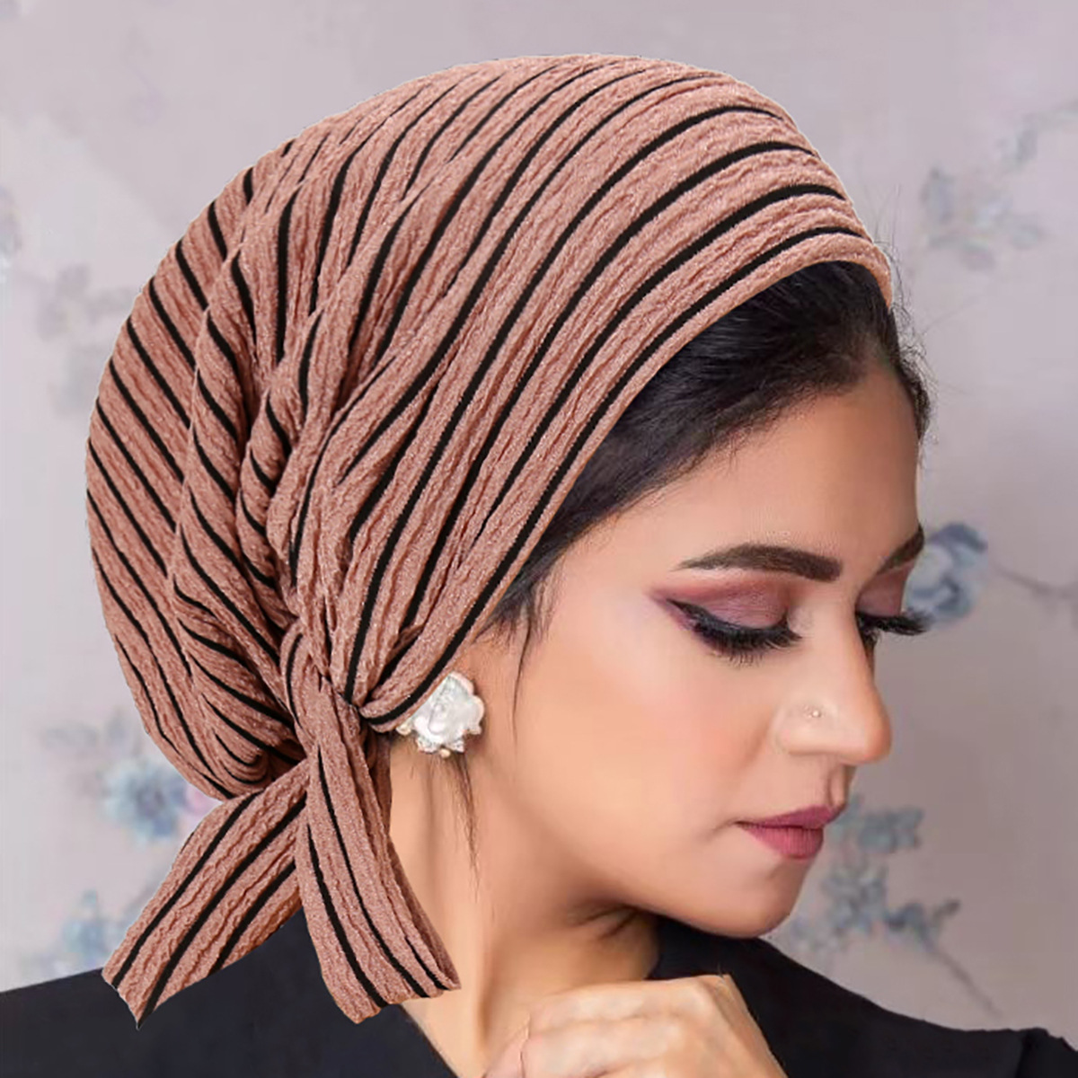 Chapeaux pour femmes 2026 : Nouveaux bonnets à motif ondulé, à rayures, avec longue queue et nœud, pour chimiothérapie, parfaits pour les tenues féminines