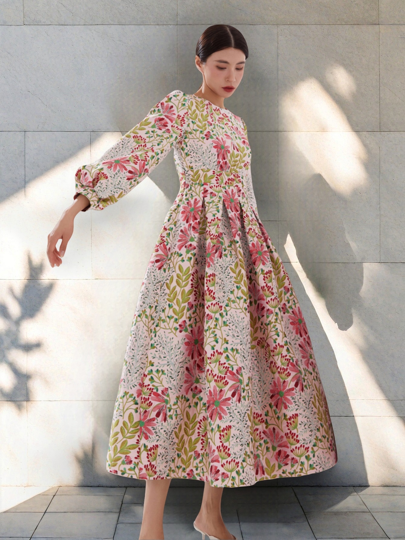DEVCHATA-Robe longue en brocart jacquard pour femme, robe de soirée florale, robe vintage, vêtements de soirée éducatifs, mode élégante, maxi luxe