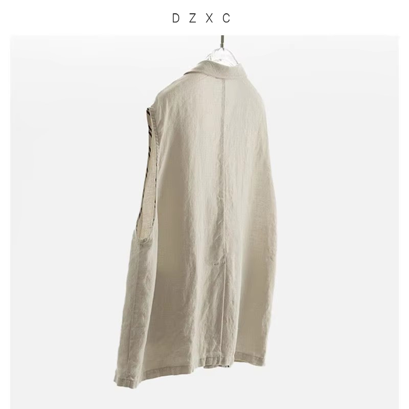 Les fashionistas adorent les gilets~ Gilet décontracté, vêtement en lin pour femme avec col tailleur, haut sans manches ample, Printemps/Été 2026