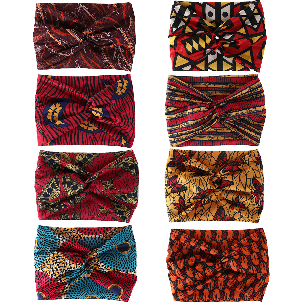 Élargissement de haute élasticité, doux et respectueux de la peau, style bohème africain imprimé, bandeau torsadé sur le devant
