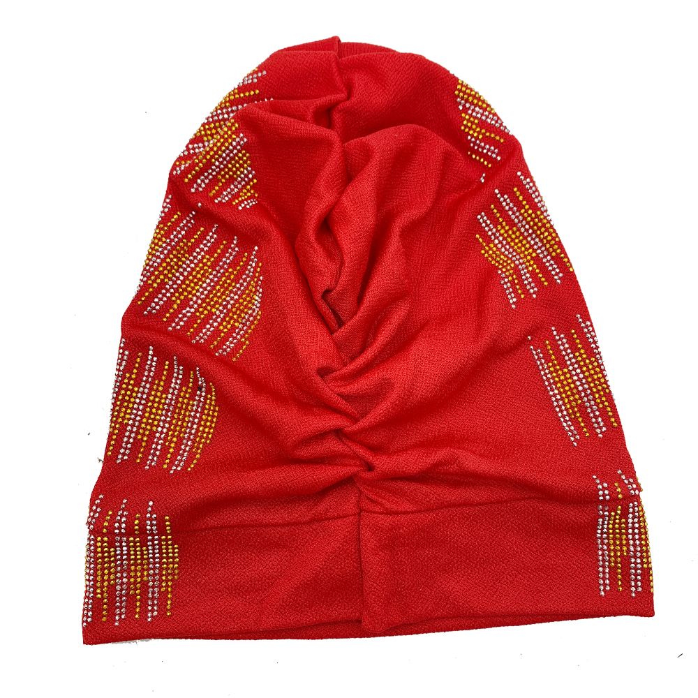 Bonnet Turban Entièrement Orné de Diamants pour Femmes, Hijab Musulman Élastique, Chapeau Bandeau pour Dames, Foulards Africains, Bonnets Indiens