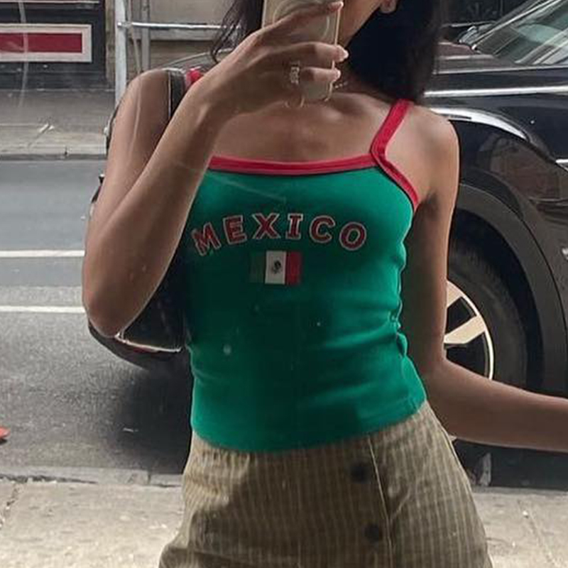 Haut court en fibre gothique pour femmes, vêtements moulants College mexicains, Y2k, joli glaStreetwear, précieux, été, nouveau, coréen, 2024