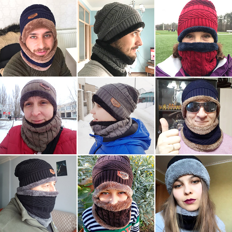 Bonnet écharpe en laine pour hommes et femmes, crânes d'hiver, casquettes, cagoule, masque, bonnet