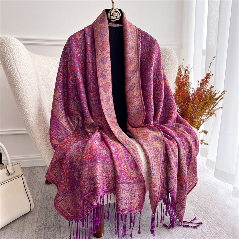 Bohème automne écharpe cachemire femmes Jacquard Pashmina conception florale femme épaisse couverture douce Bufanda chaud châle Poncho étole