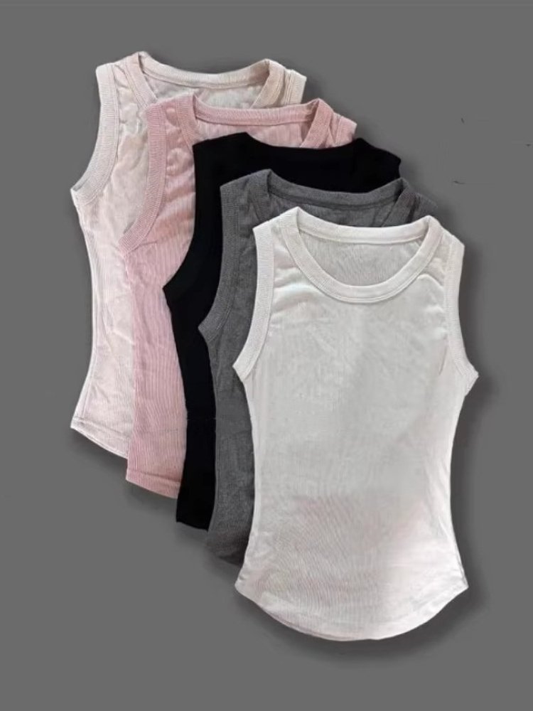 Camisole de Style coréen pour femmes, débardeur Slim et polyvalent, haut court Sexy, doux, solide, chemise fine, blanc, gilet moulant Y2K, été 2026